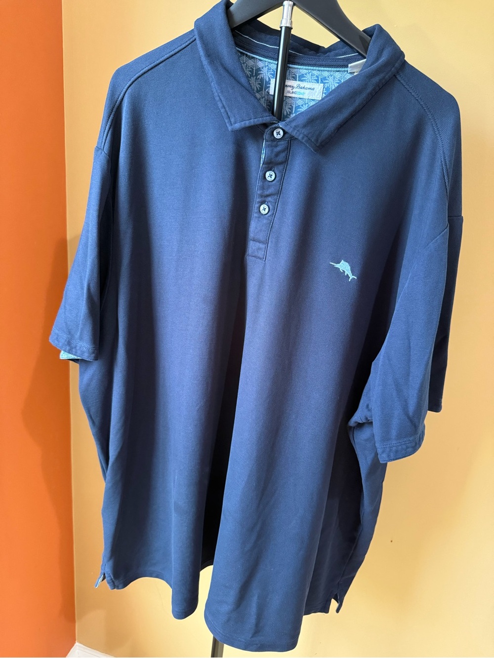 Tommy Bahama Men’s Navy Polo with Light Blue Marlin Logo